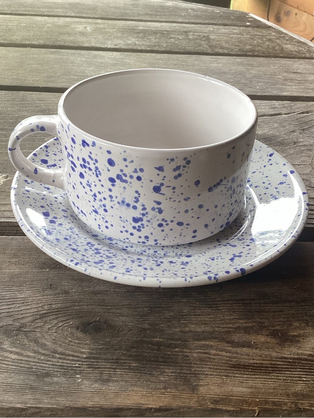 Mug and Plate in Ceramic Splatter Pattern